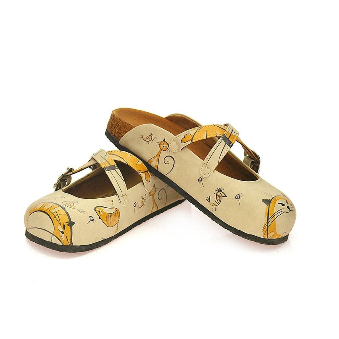 Tan & Gold Cat Clogs CAL103 (737683701856)