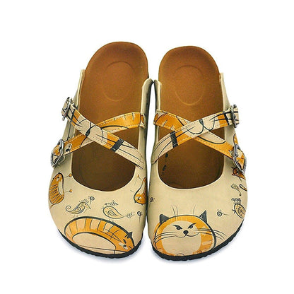 Tan & Gold Cat Clogs CAL103 (737683701856)