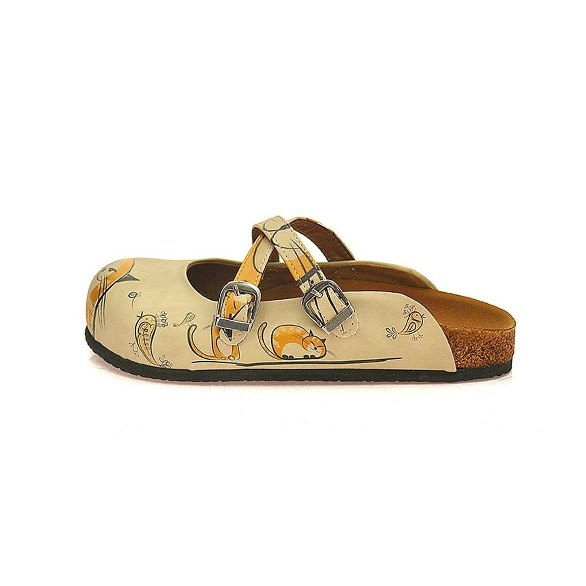 Tan & Gold Cat Clogs CAL103 (737683701856)