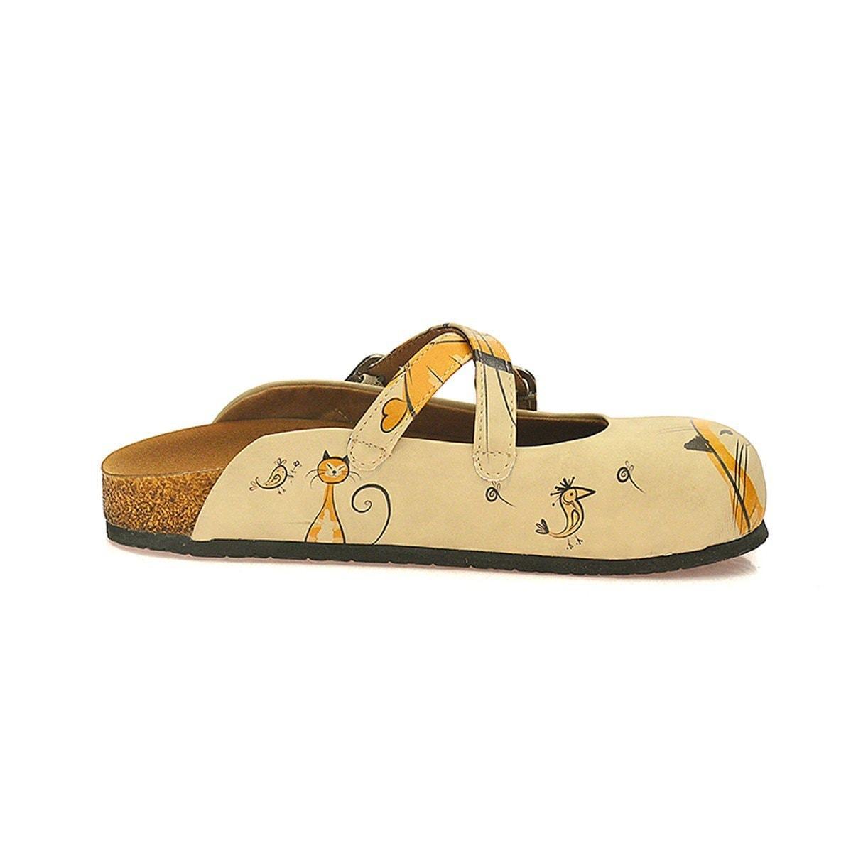 Tan & Gold Cat Clogs CAL103 (737683701856)