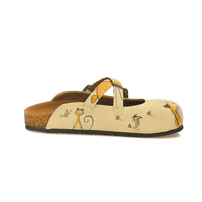 Tan & Gold Cat Clogs CAL103 (737683701856)