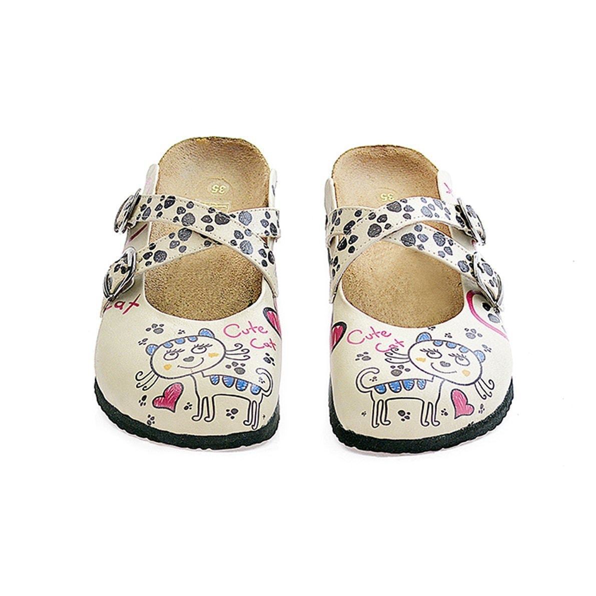 White Sketch Cat Clogs CAL109 (737683439712)