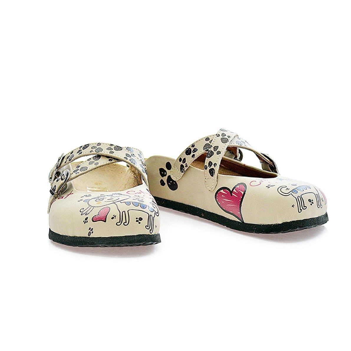 White Sketch Cat Clogs CAL109 (737683439712)