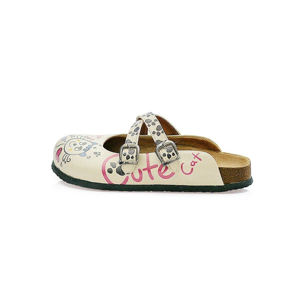 White Sketch Cat Clogs CAL109 (737683439712)