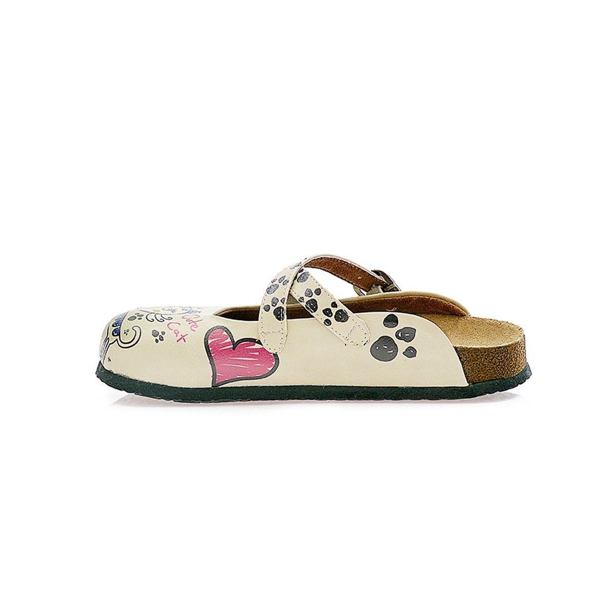 White Sketch Cat Clogs CAL109 (737683439712)