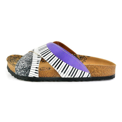 Purple & White Piano Cross-Strap Sandal CAL1102 (737683406944)