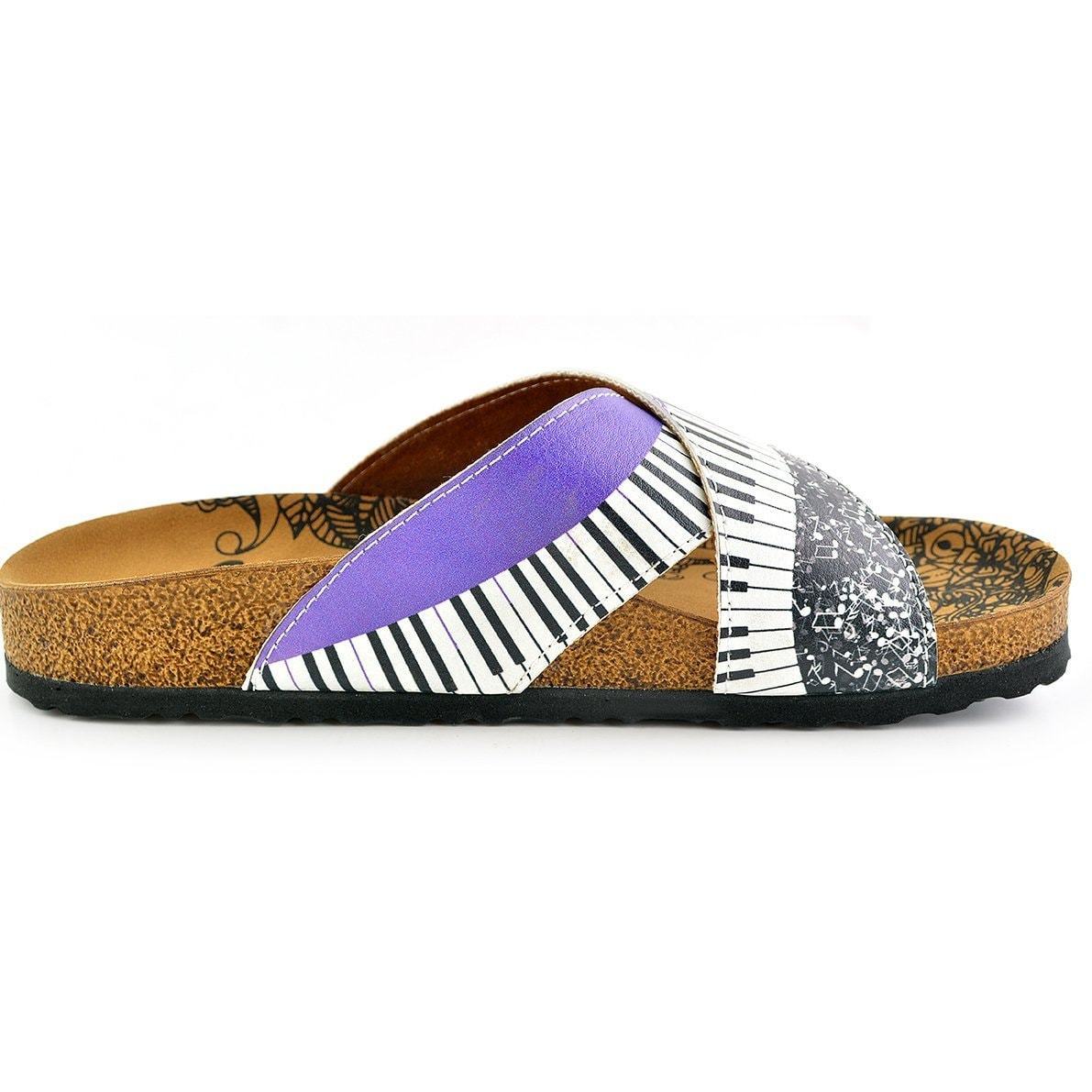 Purple & White Piano Cross-Strap Sandal CAL1102 (737683406944)