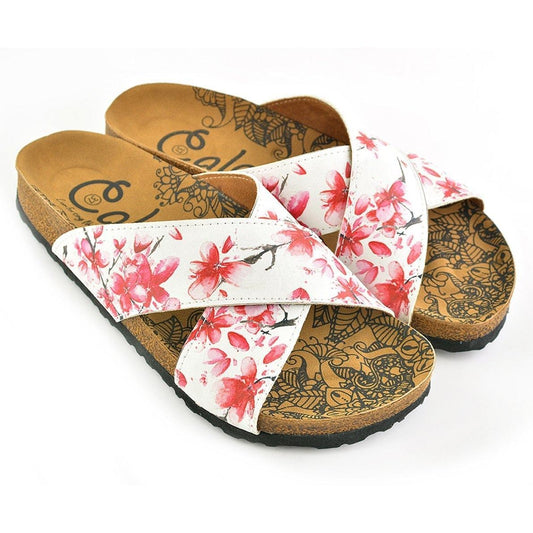 White & Red Floral Cross-Strap Sandal CAL1103 (737683374176)