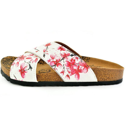White & Red Floral Cross-Strap Sandal CAL1103 (737683374176)