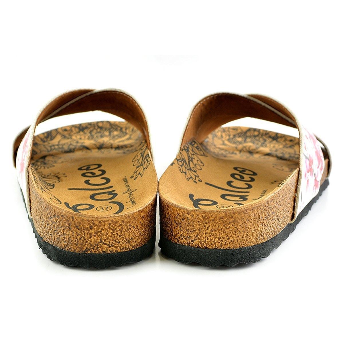 White & Red Floral Cross-Strap Sandal CAL1103 (737683374176)