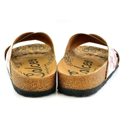 White & Red Floral Cross-Strap Sandal CAL1103 (737683374176)