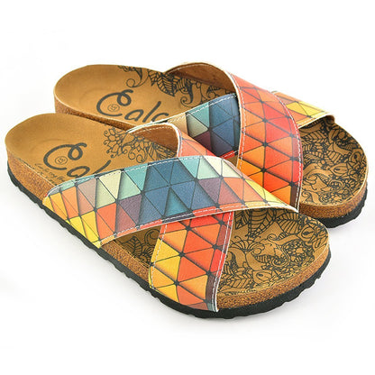 Orange & Blue Geometric Cross-Strap Sandal CAL1104 (737683341408)