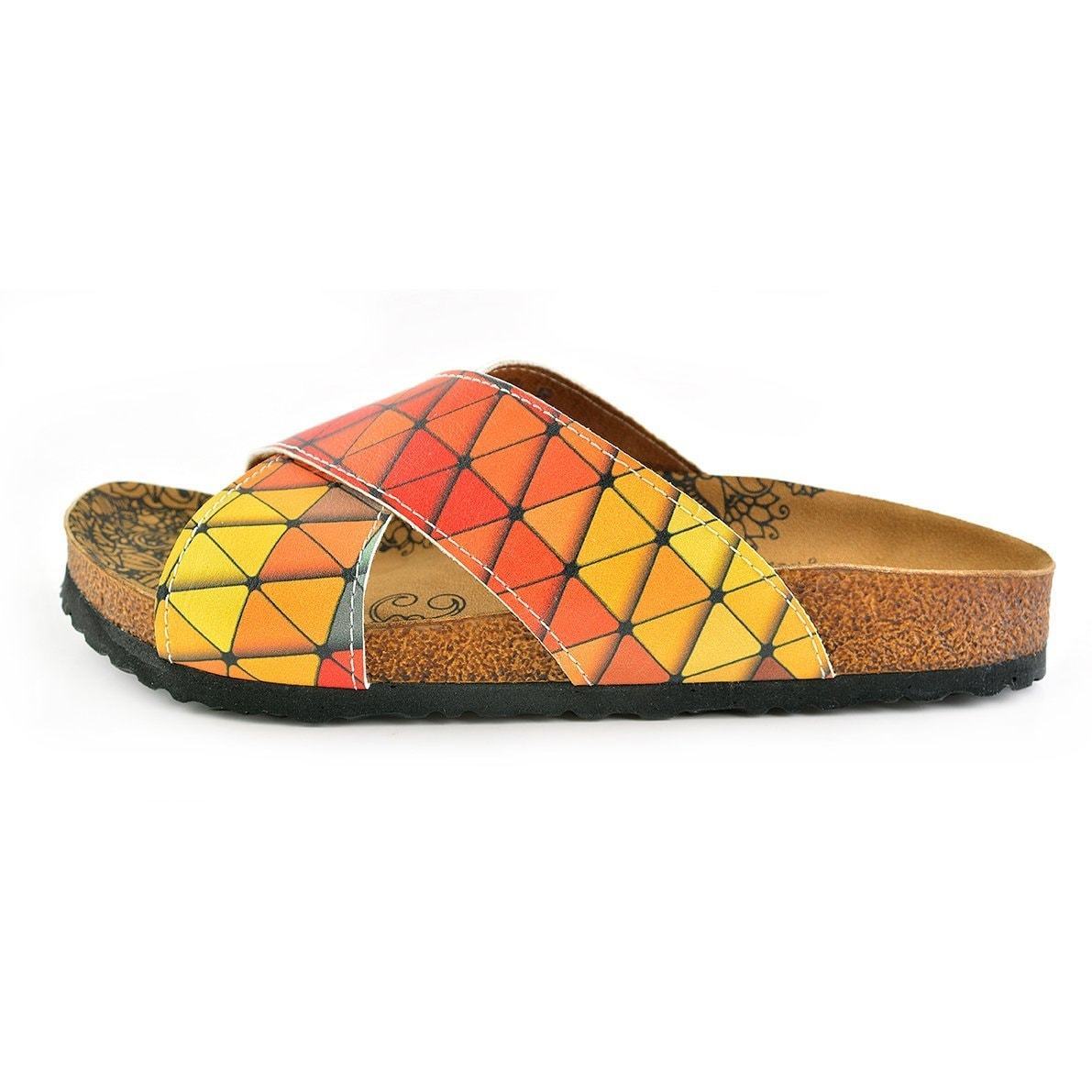 Orange & Blue Geometric Cross-Strap Sandal CAL1104 (737683341408)