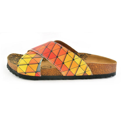 Orange & Blue Geometric Cross-Strap Sandal CAL1104 (737683341408)