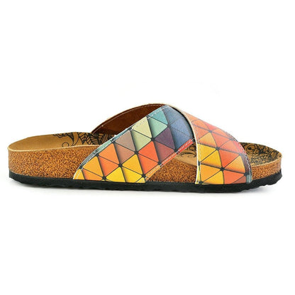 Orange & Blue Geometric Cross-Strap Sandal CAL1104 (737683341408)