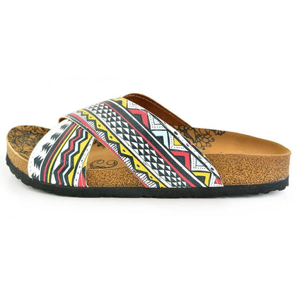 White & Red Geometric Cross-Strap Sandal CAL1106 (737683308640)