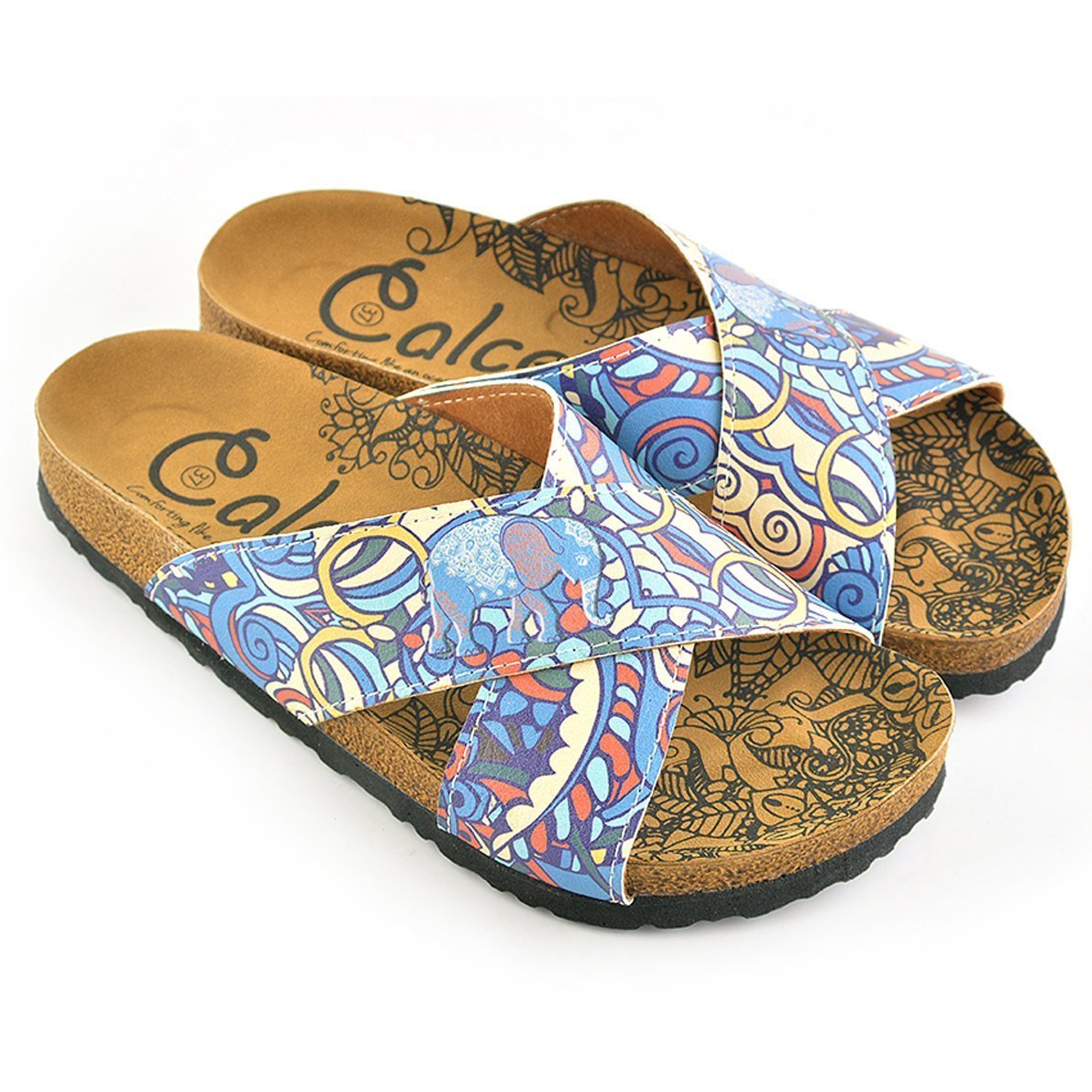 Blue & Yellow Elephant Cross-Strap Sandal CAL1108 (737683243104)