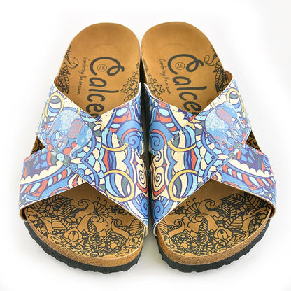 Blue & Yellow Elephant Cross-Strap Sandal CAL1108 (737683243104)