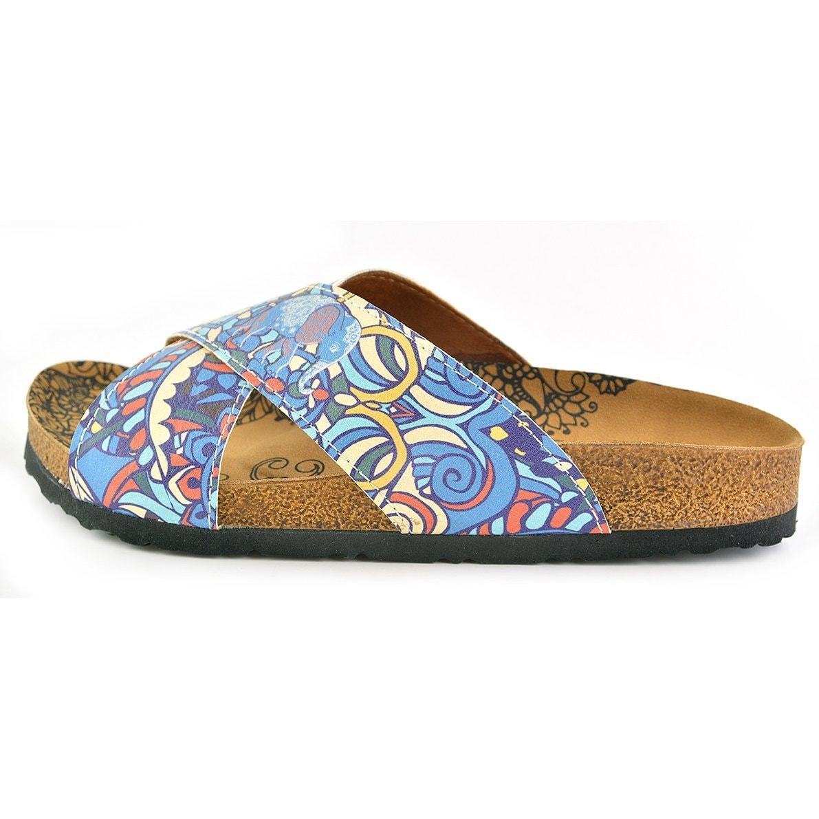 Blue & Yellow Elephant Cross-Strap Sandal CAL1108 (737683243104)