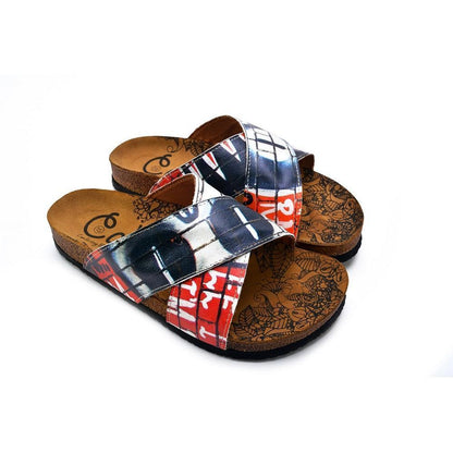 Black, Red, White and Wall Decoy Patterned Sandal - CAL1110 (774940459104)