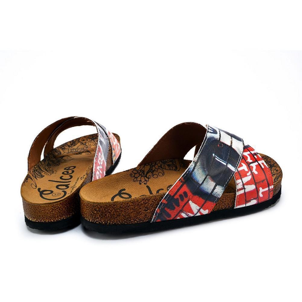 Black, Red, White and Wall Decoy Patterned Sandal - CAL1110 (774940459104)
