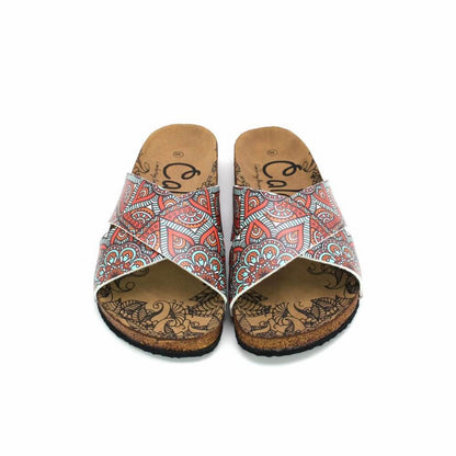 Orange, Red, White Flowers Patterned Sandal - CAL1111