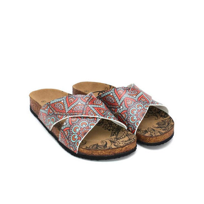 Orange, Red, White Flowers Patterned Sandal - CAL1111