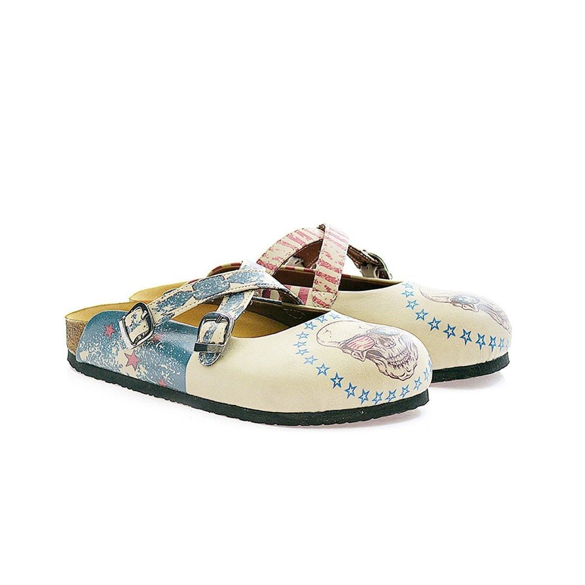 White American Skull Clogs CAL112 (737683144800)