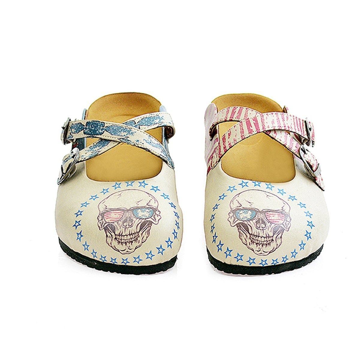 White American Skull Clogs CAL112 (737683144800)