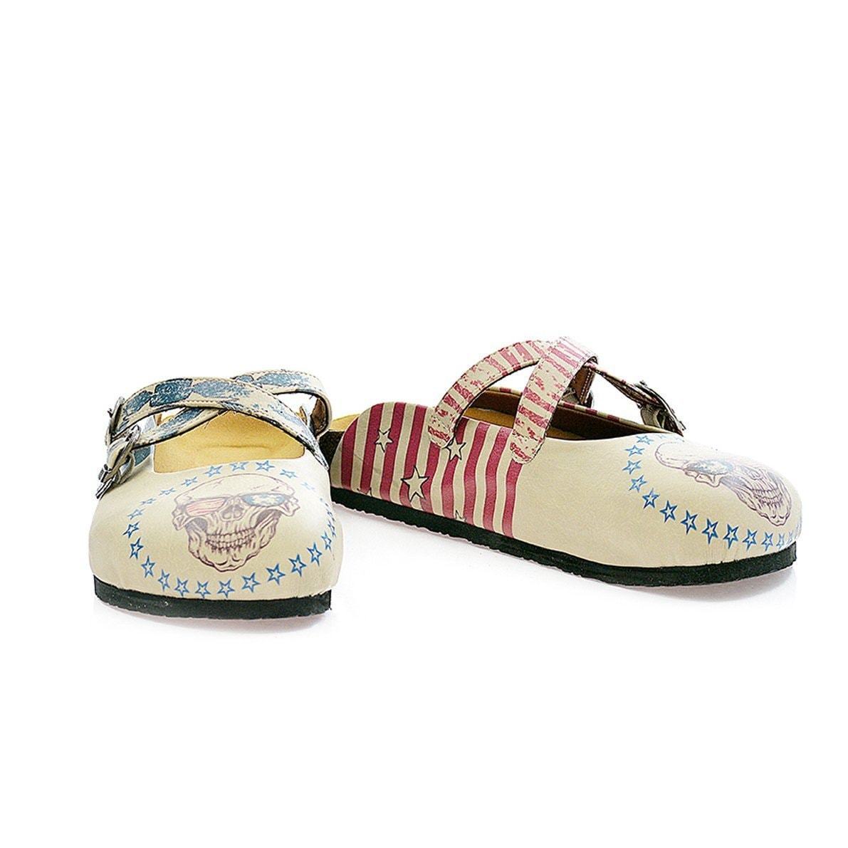 White American Skull Clogs CAL112 (737683144800)