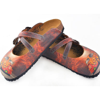 Red & Orange Floral Car Clogs CAL121 (737682948192)