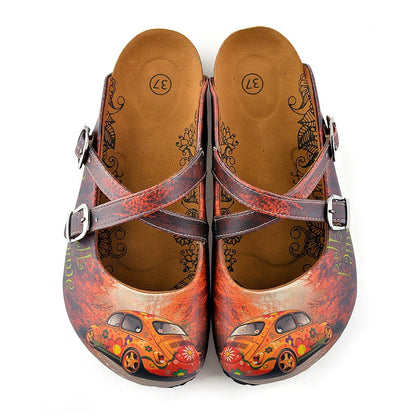 Red & Orange Floral Car Clogs CAL121 (737682948192)