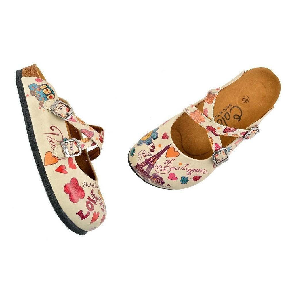 Cream & Pink Love Clogs CAL144 (737682882656)