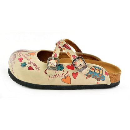 Cream & Pink Love Clogs CAL144 (737682882656)