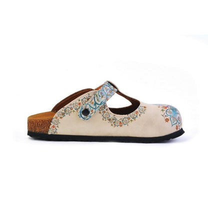 White & Blue Floral T-Strap Mule CAL1501 (774933348448)