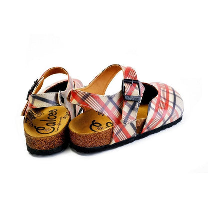 Red, Beige, Black Lines and Red Rose Patterned Clogs - CAL1601 (774941114464)