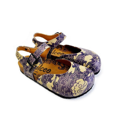 Dark Blue and Cream Windy Clouds Patterned Clogs - CAL1602 (774941245536)