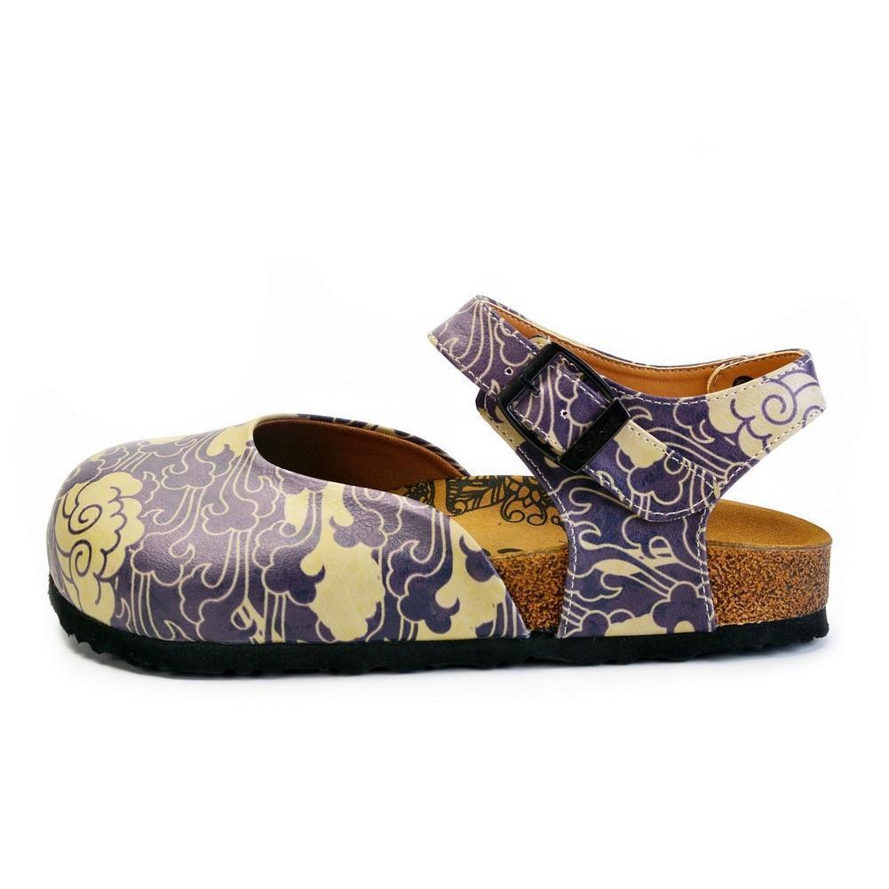 Dark Blue and Cream Windy Clouds Patterned Clogs - CAL1602 (774941245536)
