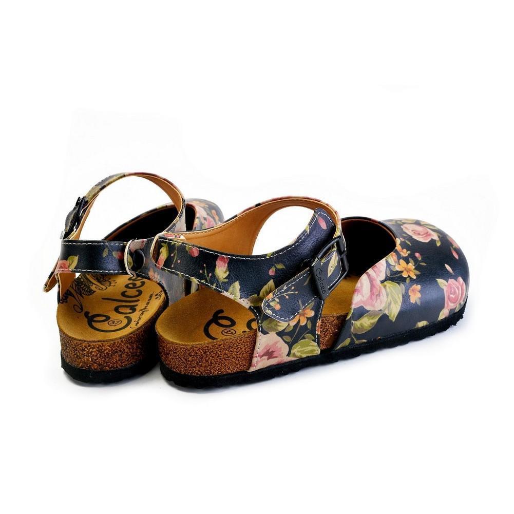 Pink Roses and Orange Flowers, Green Leaf Patterned Clogs - CAL1604 (774941474912)