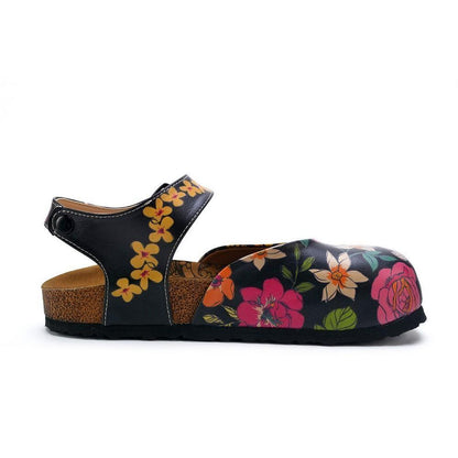 Pink, White, Orange Flowers and Blue, Green Leaf Patterned Clogs - CAL1609 (774942064736)