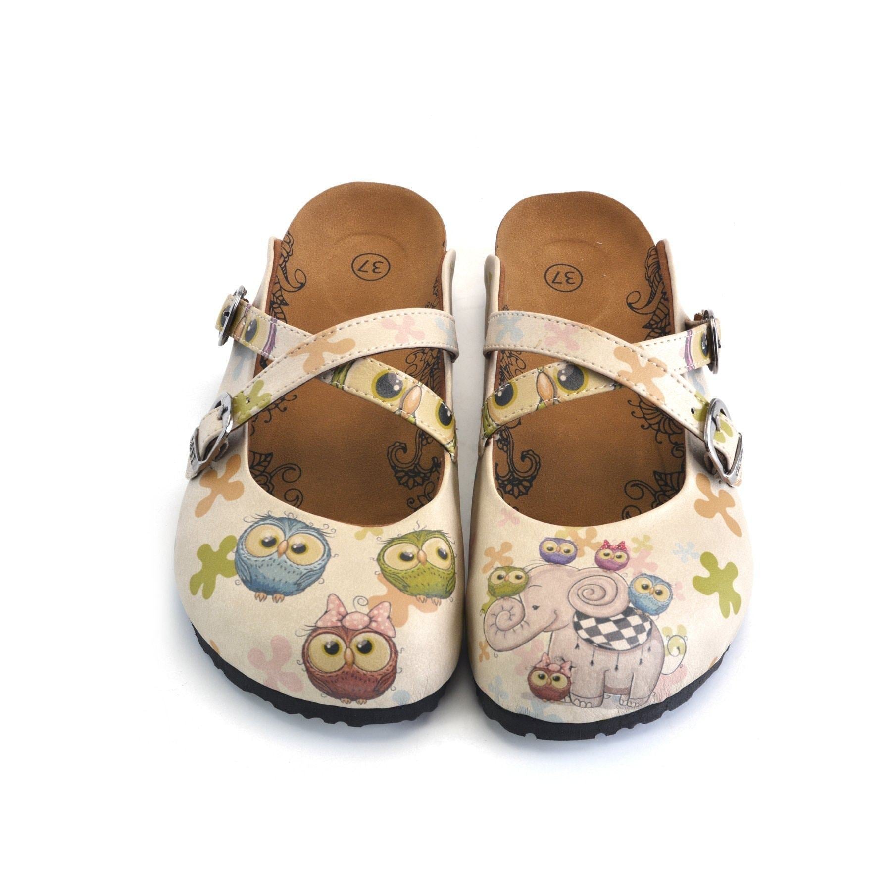 Elephant and Owl Clogs CAL164 (737669087328)