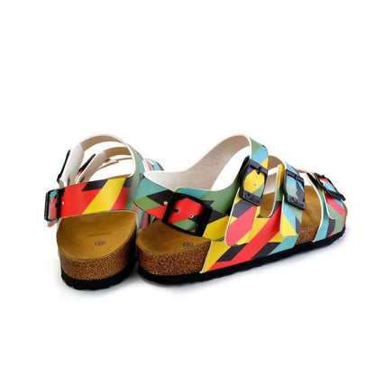 Green, Yellow, Black, Blue Colored Strip Patterned Clogs - CAL1901 (774934429792)