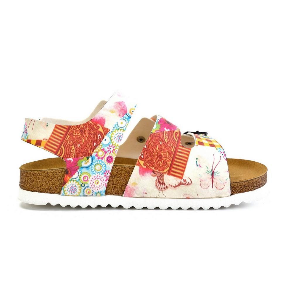 Colored Strip and Colored Flowers Mixed Patterned Clogs - CAL1902 (774934593632)