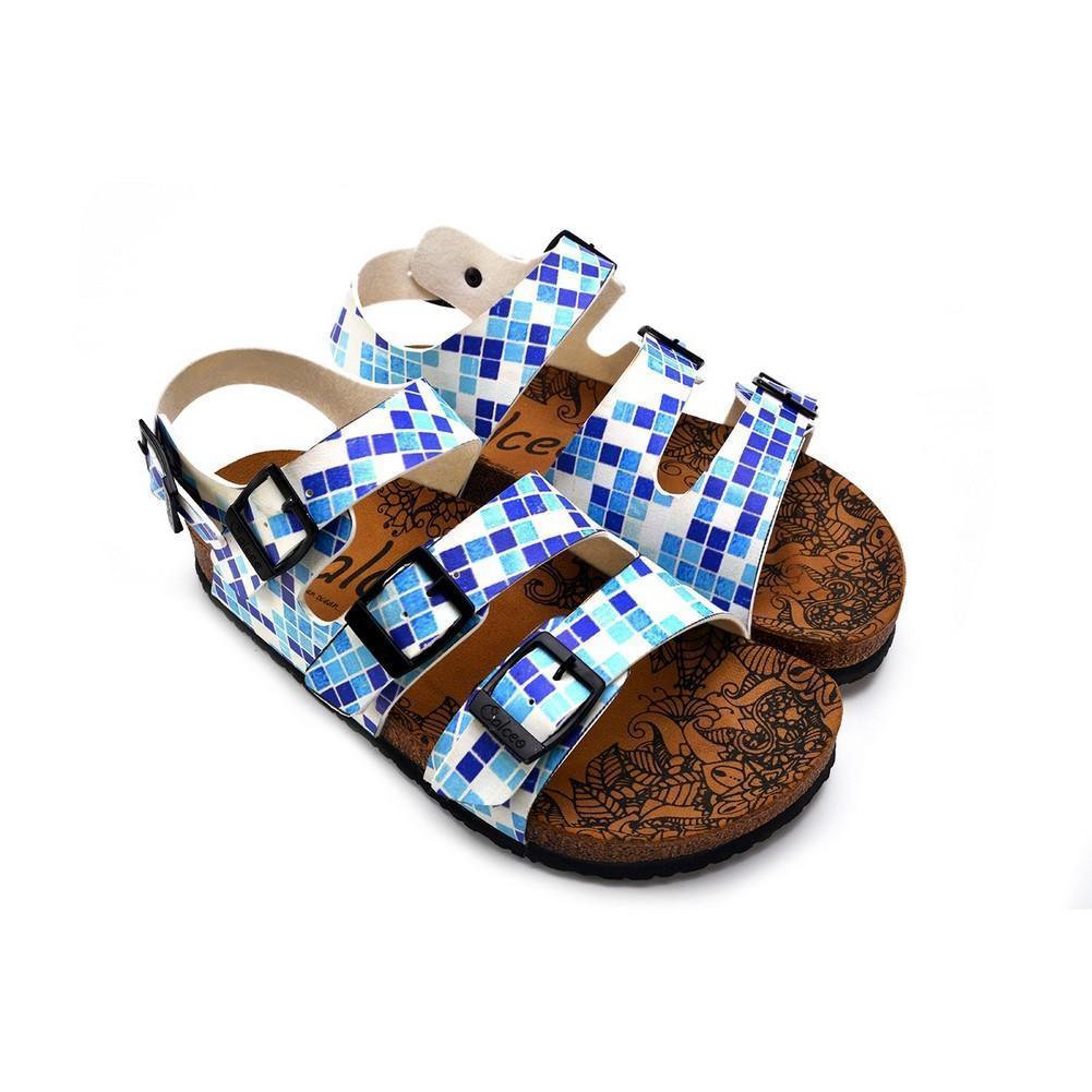 Blue, Dark Blue and Light Blue Color Square Patterned Clogs - CAL1903 (774934757472)