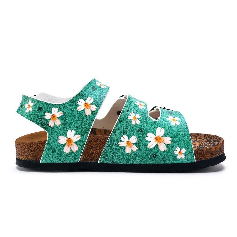 Green Light and White Flowers Patterned Clogs - CAL1904 (774934921312)