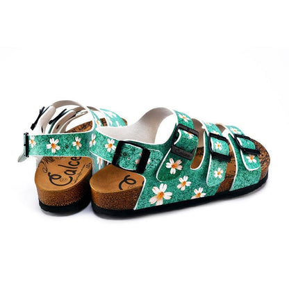 Green Light and White Flowers Patterned Clogs - CAL1904 (774934921312)