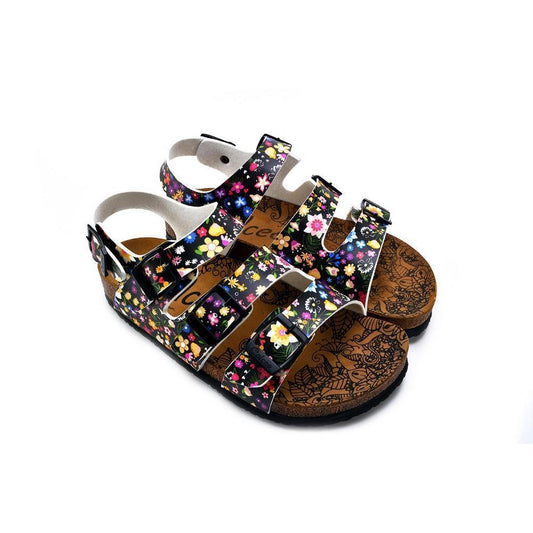 Colored Flowers and Black Patterned Clogs - CAL1906 (774944620640)