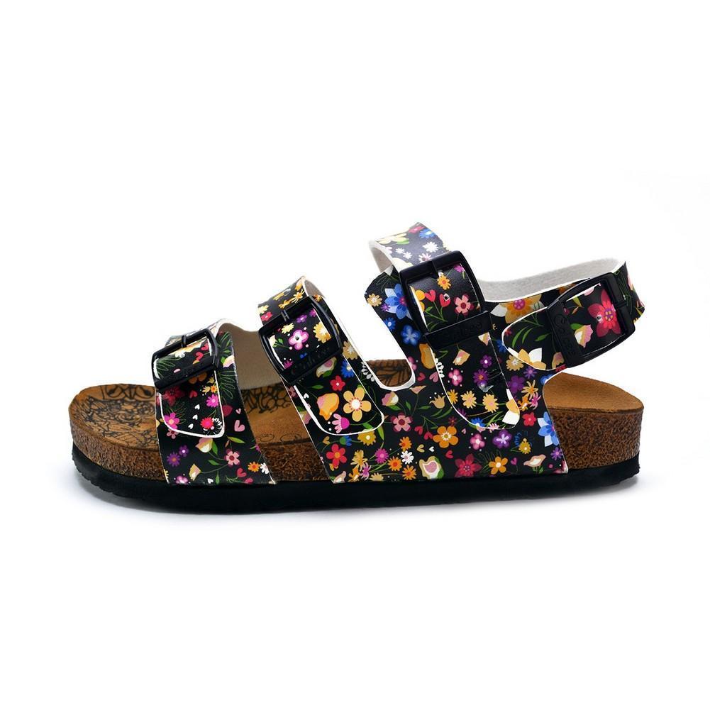 Colored Flowers and Black Patterned Clogs - CAL1906 (774944620640)