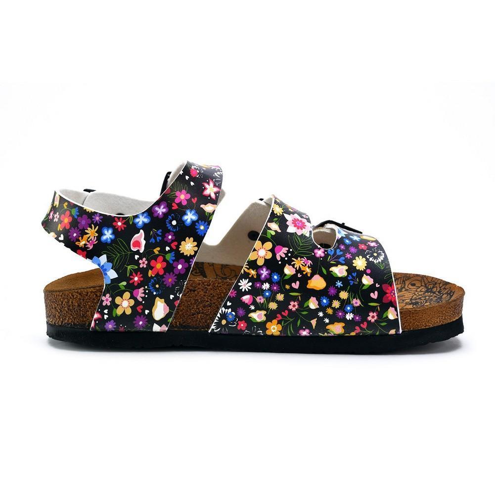 Colored Flowers and Black Patterned Clogs - CAL1906 (774944620640)