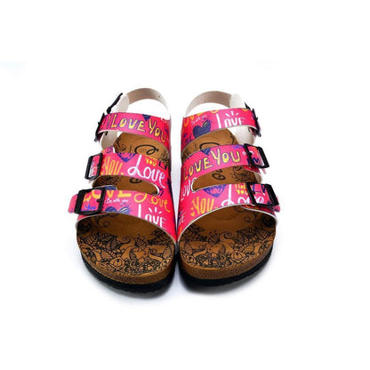 Pink, Yellow Color Hearts Pattern and Love Written Patterned Clogs - CAL1907 (774944718944)